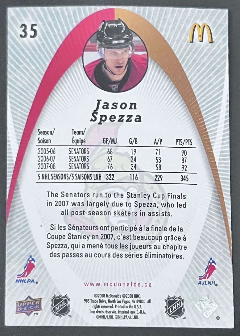 2008-09 McDonald's Upper Deck Jason Spezza Ottawa Senators #35