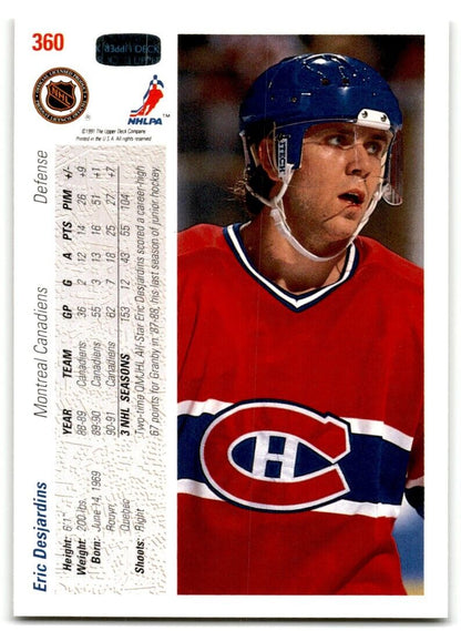 1991-92 Upper Deck Eric Desjardins Montreal Canadiens #360