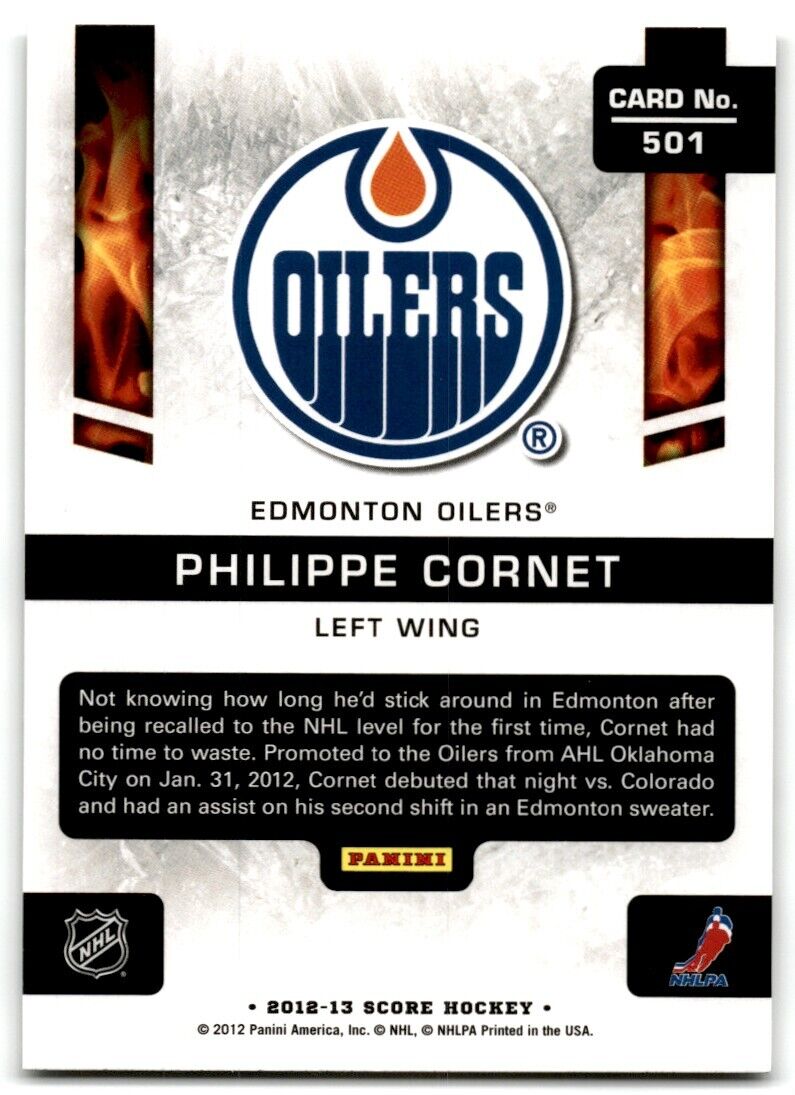 2012-13 Score Hot Rookies Philippe Cornet Rookie Edmonton Oilers #501