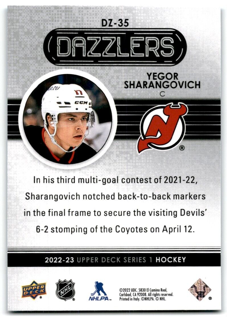 2022-23 Upper Deck Dazzlers Yegor Sharangovich New Jersey Devils #DZ-35