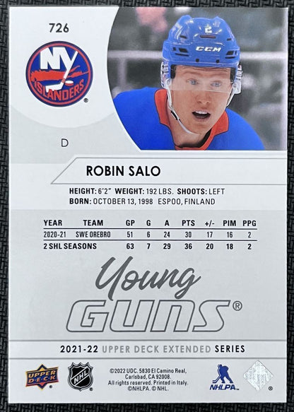 2021-22 Upper Deck Robin Salo Rookie New York Islanders #726