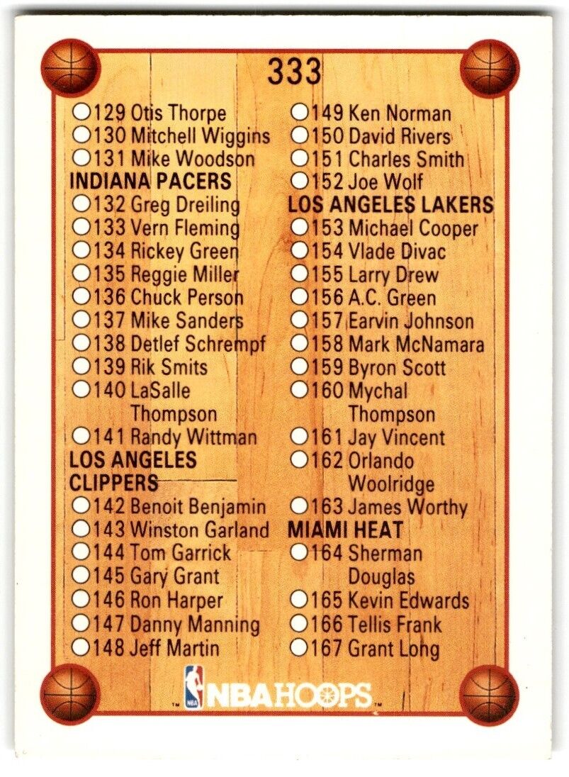 1990-91 Hoops Checklist: 88-167 #333