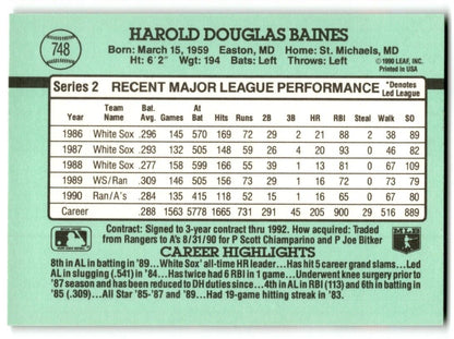 1991 Donruss Harold Baines Oakland Athletics #748