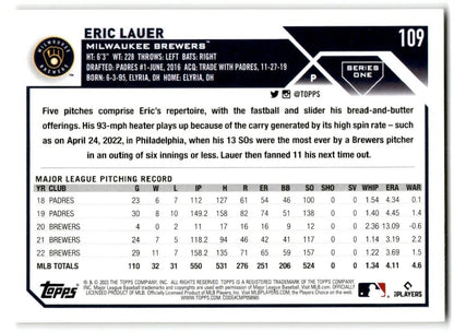 2023 Topps Eric Lauer Milwaukee Brewers #109