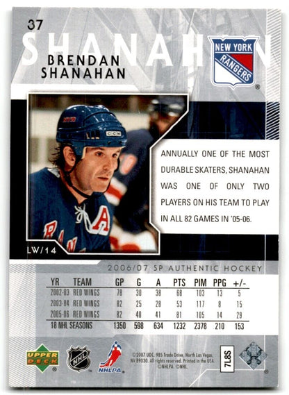 2006-07 SP Authentic Brendan Shanahan New York Rangers #37