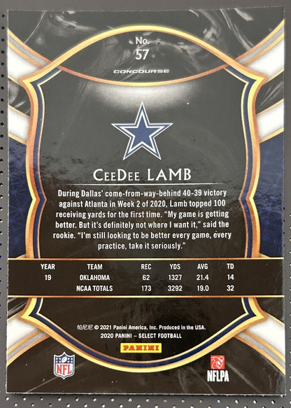 2020 Panini Select CeeDee Lamb Rookie Dallas Cowboys #57