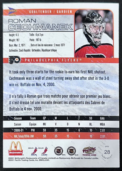 2001-02 Upper Deck McDonald's Prism Gold Roman Cechmanek Philadelphia Flyers #28