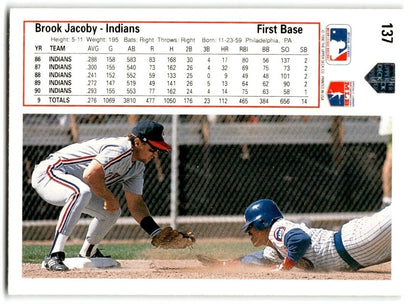 1991 Upper Deck Brook Jacoby Cleveland Indians #198