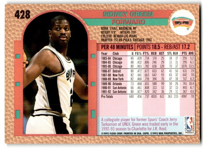 1992-93 Fleer Sidney Green San Antonio Spurs #428