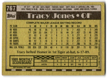 1990 Topps Tracy Jones Detroit Tigers #767