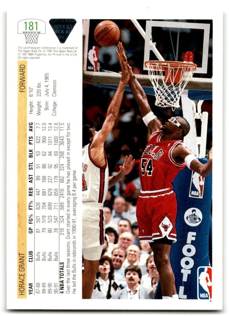 1991-92 Upper Deck Horace Grant Chicago Bulls #40