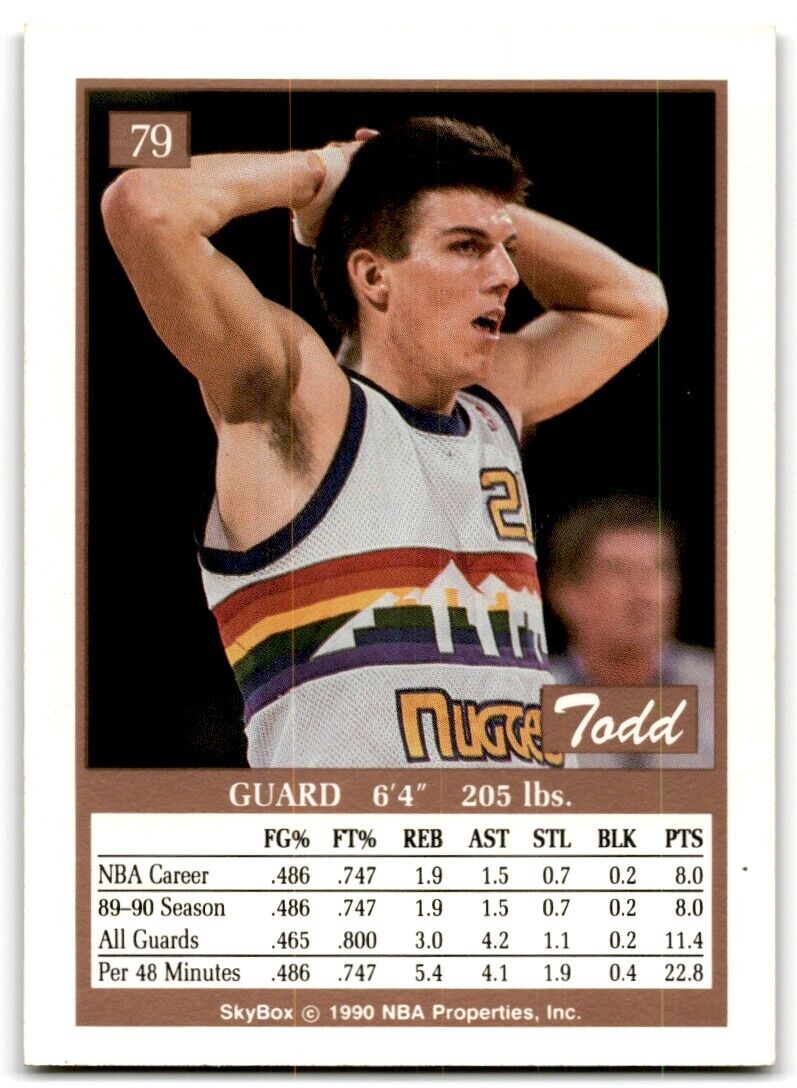 1990-91 SkyBox Todd Lichti Rookie Denver Nuggets #79