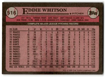 1989 Topps Eddie Whitson San Diego Padres #516