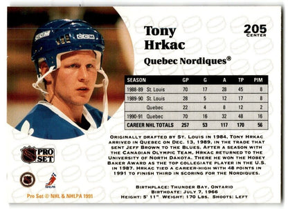 1991-92 Pro Set Tony Hrkac San Jose Sharks #205