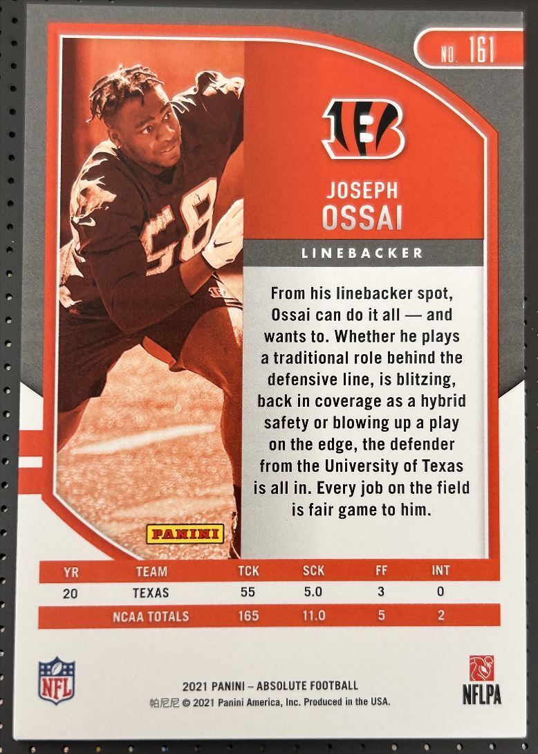 2021 Panini Absolute Rookie Orange foil /100 Joseph Ossai Rookie 23/100