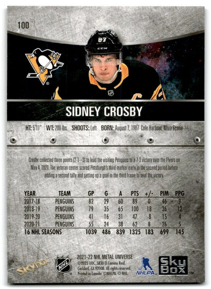 2021-22 Skybox Metal Universe Sidney Crosby Pittsburgh Penguins #100