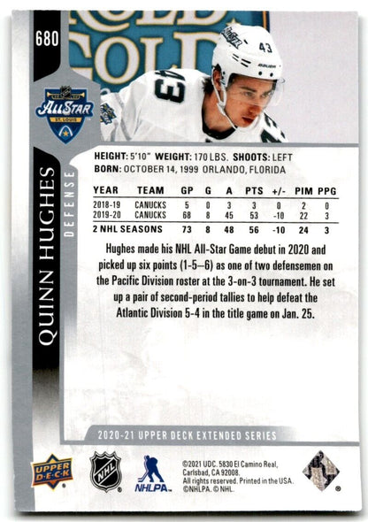 2020-21 Upper Deck Quinn Hughes Vancouver Canucks #680