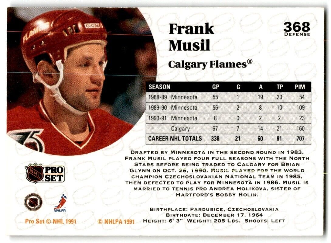 1991-92 Pro Set Frank Musil Calgary Flames #368