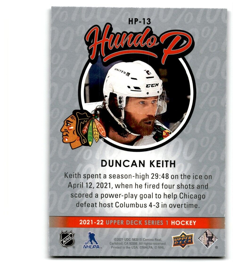 2021-22 Upper Deck Hundo P Duncan Keith Chicago Blackhawks #HP-13