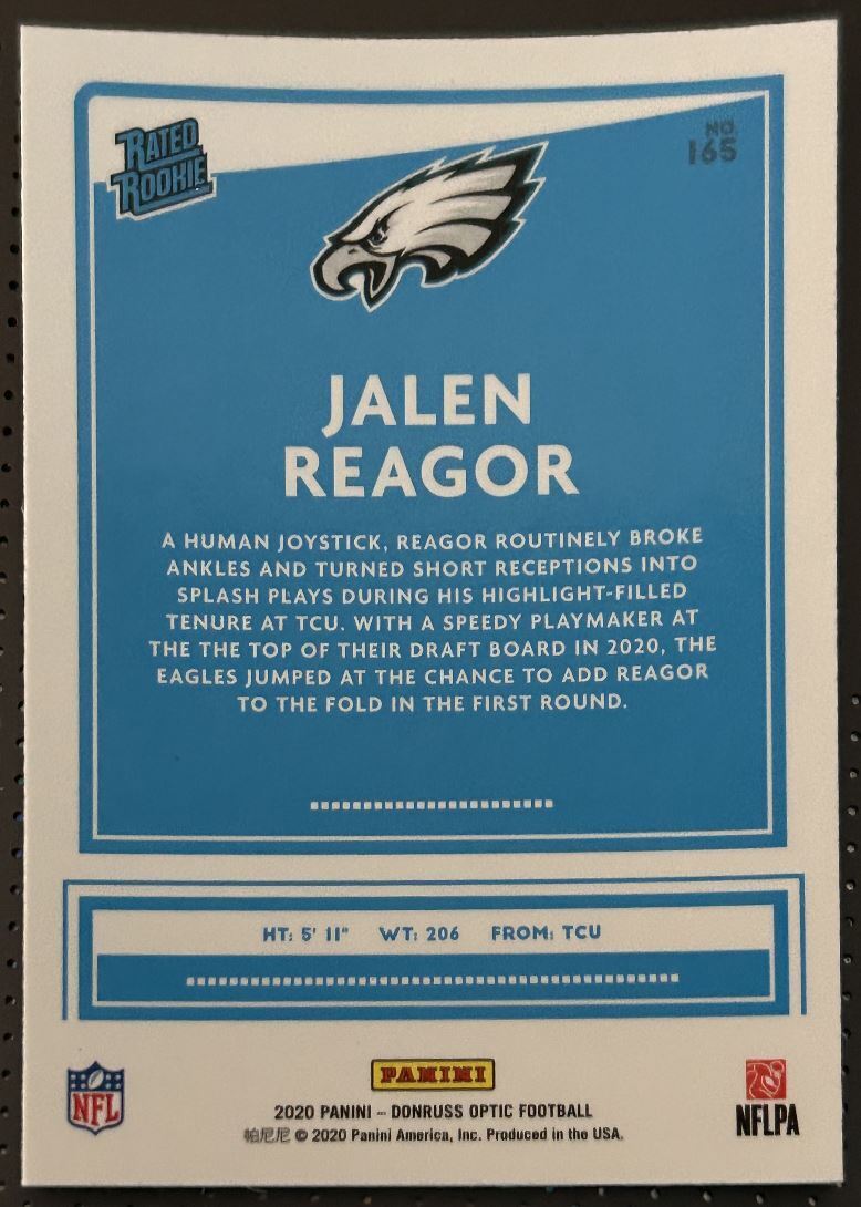 2020 Donruss Optic Jalen Reagor Rookie Philadelphia Eagles #165