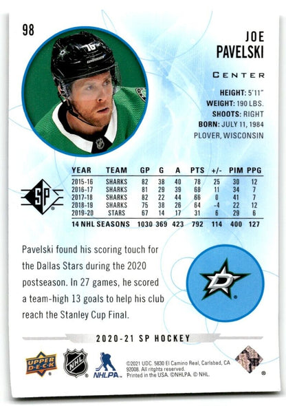 2020-21 SP Authentic Joe Pavelski Dallas Stars #98