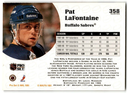 1991-92 Pro Set Pat LaFontaine Buffalo Sabres #358