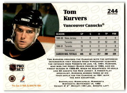 1991-92 Pro Set Tom Kurvers New York Islanders #244