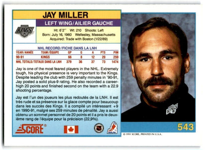 1991-92 Score Canadian Jay Miller Los Angeles Kings #543