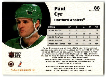 1991-92 Pro Set Paul Cyr Hartford Whalers #88