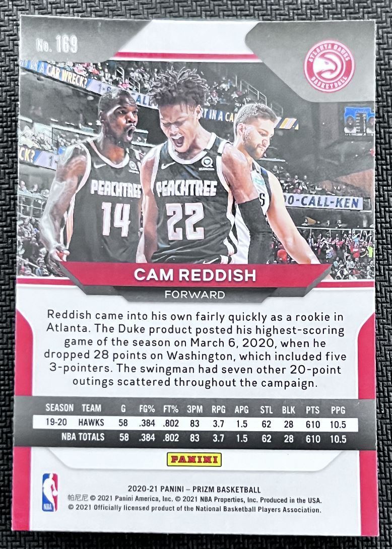 2020-21 Panini Prizm Cam Reddish Atlanta Hawks #169