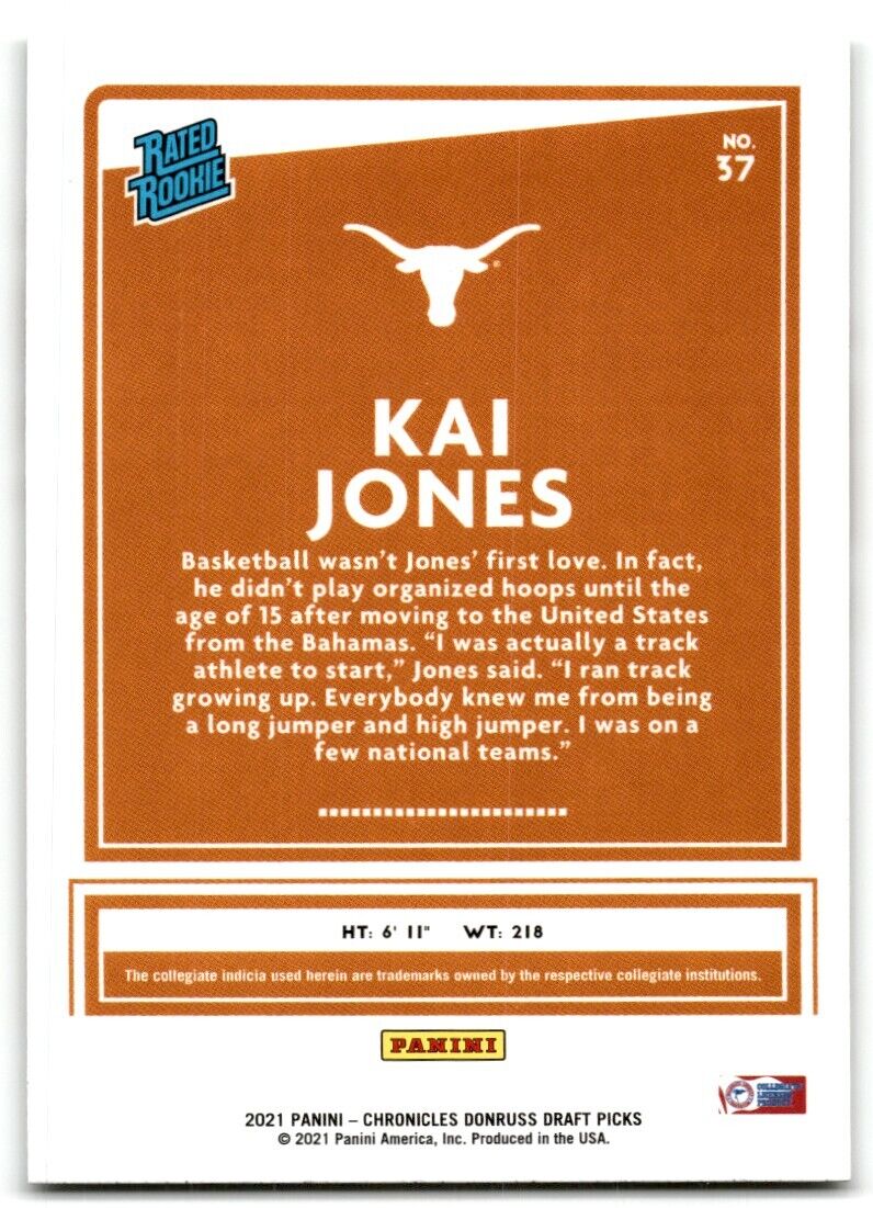 2021-22 Panini Chronicles Donruss Draft Picks Kai Jones Texas Longhorns #37