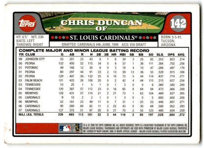 2008 Topps Chris Duncan St. Louis Cardinals #142