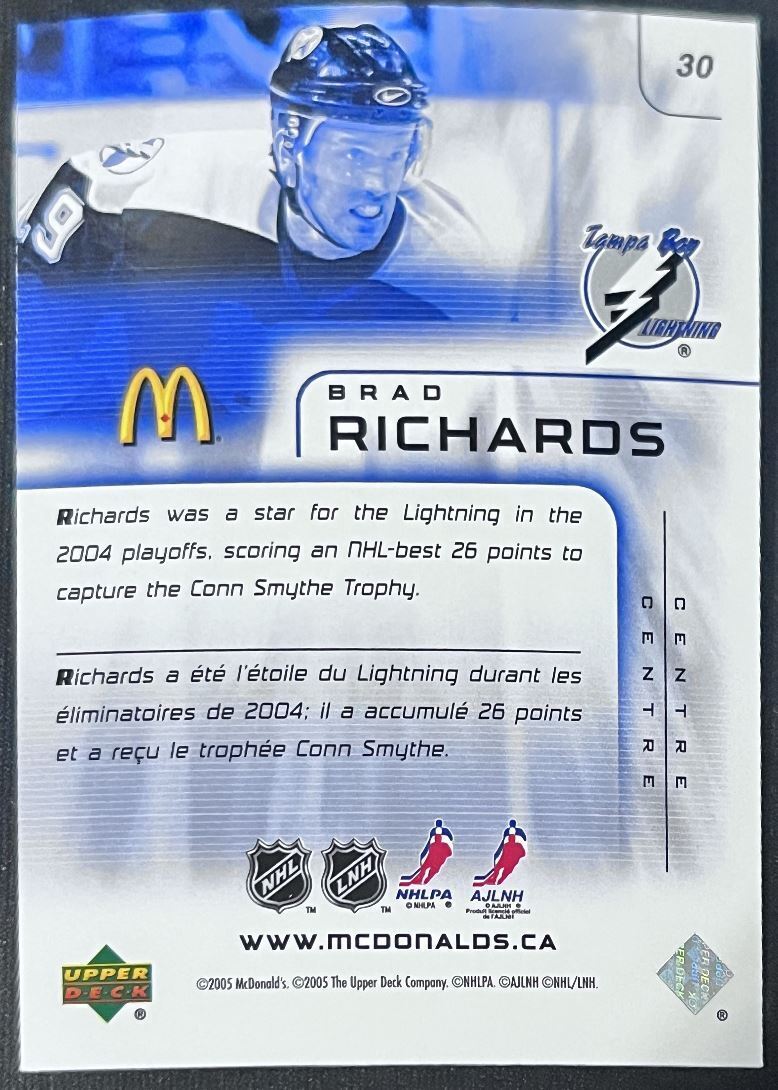 2005-06 Upper Deck McDonald's Brad Richards Tampa Bay Lightning #30