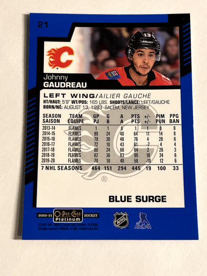 2021-22 O-Pee-Chee Platinum Blue Surge - #21 Johnny Gaudreau - Calgary Flames