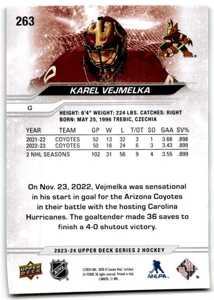 2023-24 Upper Deck Karel Vejmelka Arizona Coyotes #263