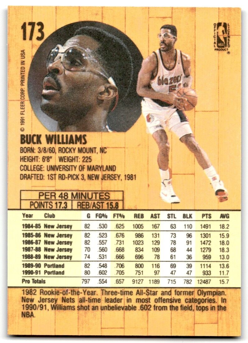 1991-92 Fleer Buck Williams Portland Trail Blazers #173