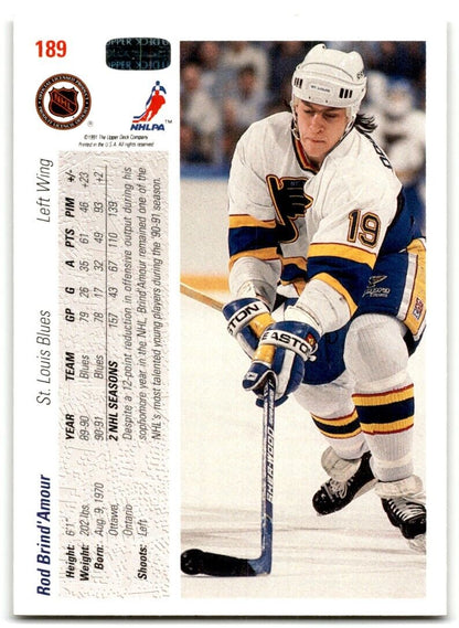 1991-92 Upper Deck Rod Brind'Amour St. Louis Blues #189