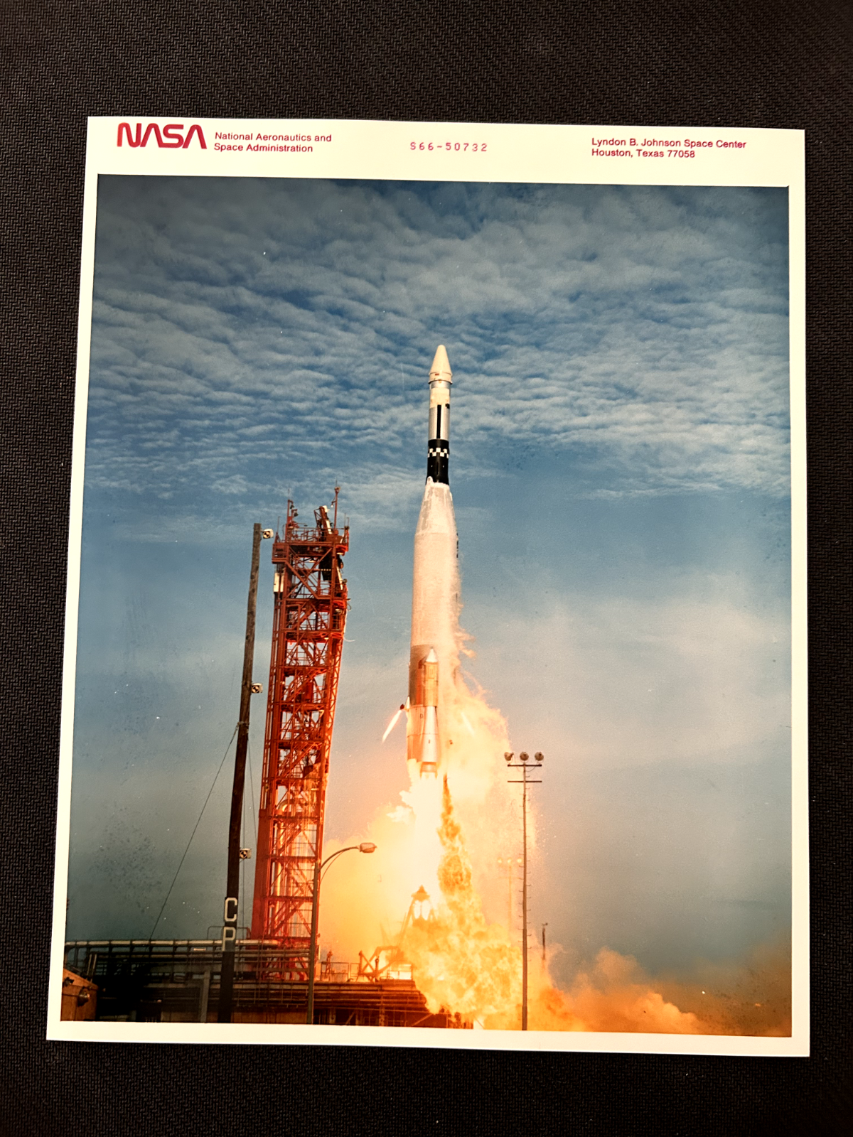 NASA Gemini 11 - GT-11 Agena lift-off red numbered S66-507032 Kodak photo