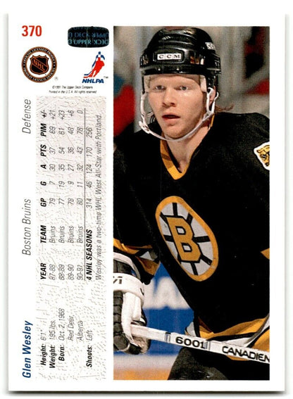 1991-92 Upper Deck Glen Wesley Boston Bruins #370