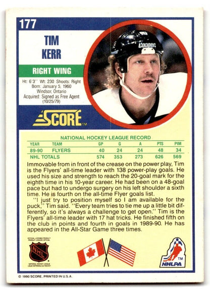 1990-91 Score Tim Kerr Philadelphia Flyers #177