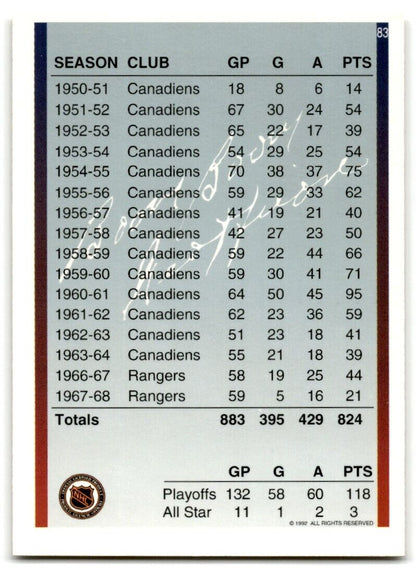 1991-92 Ultimate Original 6 Boom-Boom Geoffrion Montreal Canadiens #83