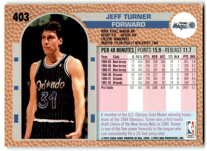 1992-93 Fleer Jeff Turner Orlando Magic #403