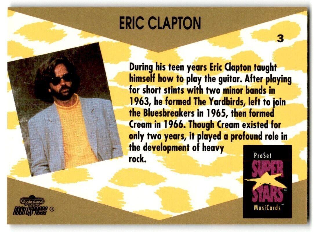 1991-92 ProSet Super Stars MusiCard Eric Clapton #3