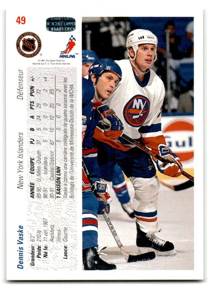 1991-92 Upper Deck French Dennis Vaske Rookie New York Islanders #49