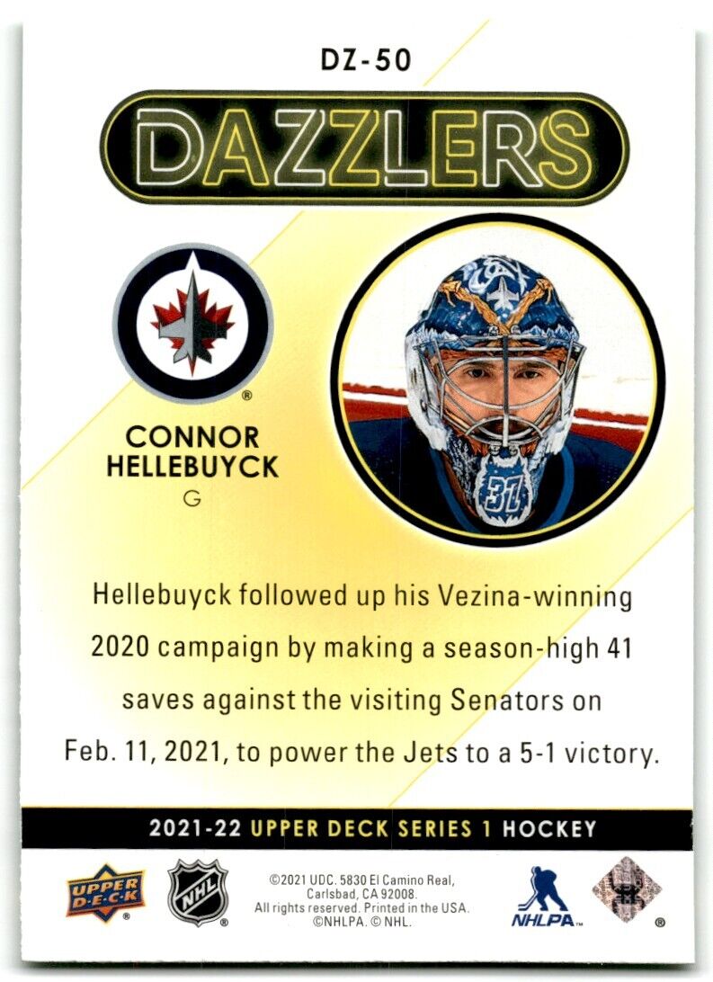 2021-22 Upper Deck Dazzlers Connor Hellebuyck Winnipeg Jets #DZ-50