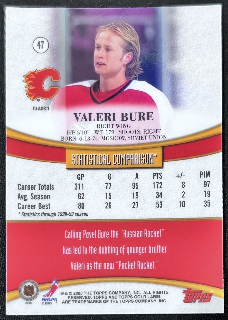 1999-00 Topps Gold Label Valeri Bure Calgary Flames #47