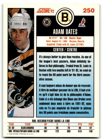 1992-93 Score Adam Oates Boston Bruins #250