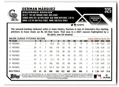 2023 Topps German Marquez Colorado Rockies #325