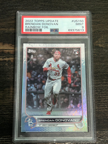 Brendan Donovan 2022 Topps Chrome Update Rainbow foil RC #150 PSA 9