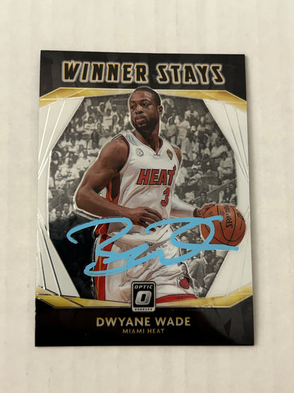 Dwayne Wade 2020-21 Donruss Optic Purple Prizm Winner Stays SP #16 AUTO COA